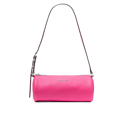 Michael Kors Women's Izzy Small Pebbled Leather Barrel Pochette Raspberry/Silver