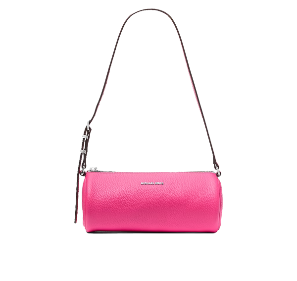 Michael Kors Women's Izzy Small Pebbled Leather Barrel Pochette Raspberry/Silver
