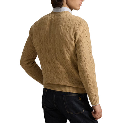 Polo Ralph Lauren Men's Cable-Knit Wool-Cashmere Sweater Camel Melange