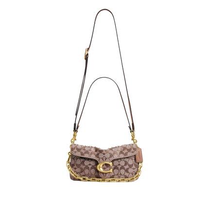 Coach Women's Tabby Shoulder Bag 26 In Crystal Signature Jacquard Brass/Mushroom