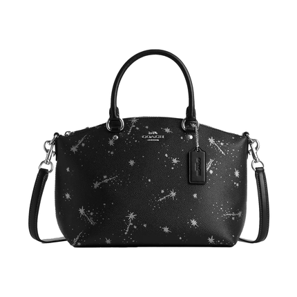 Coach Women's Sadie Satchel Bag With Star Print Black/Silver