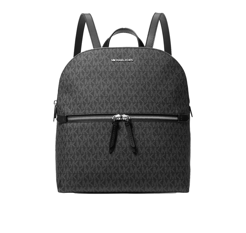 Michael Kors Women's Dallas Medium Signature Logo Backpack Black/Silver