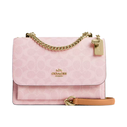 Coach Women's Klare Crossbody Bag In Signature Canvas With Charms Gold/Powder Pink