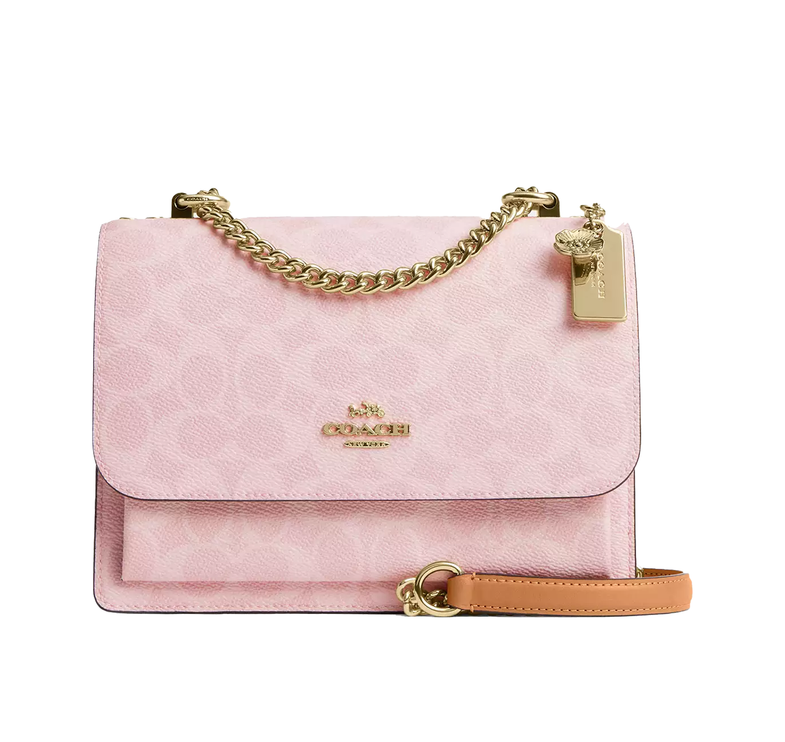 Coach Women's Klare Crossbody Bag In Signature Canvas With Charms Gold/Powder Pink