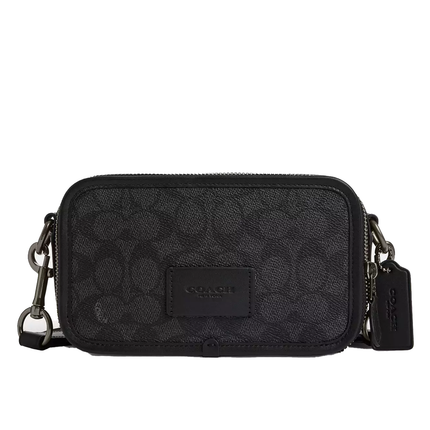 Coach Unisex Wyatt Crossbody Bag In Signature Canvas Gunmetal/Charcoal/Black