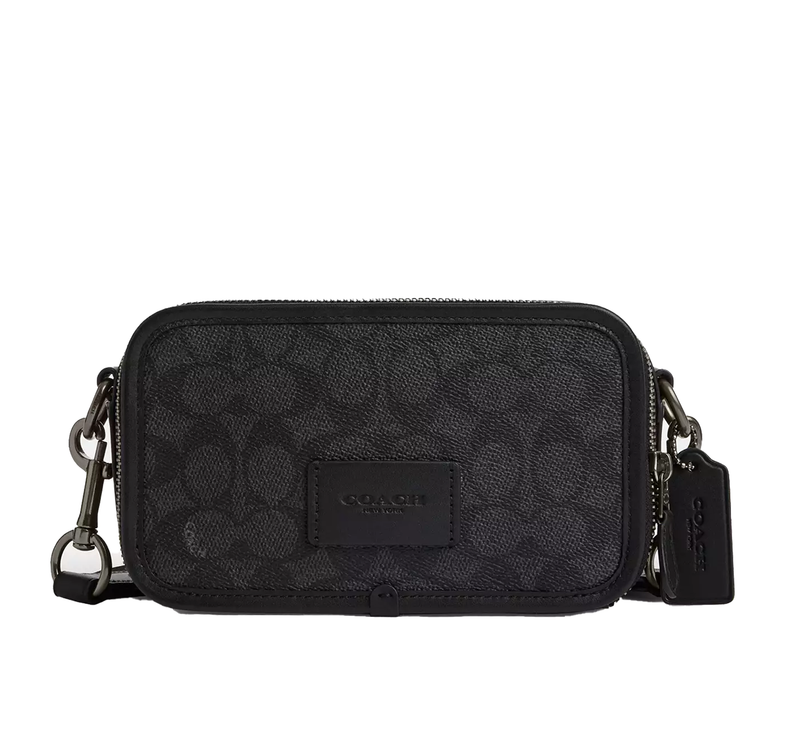 Coach Unisex Wyatt Crossbody Bag In Signature Canvas Gunmetal/Charcoal/Black