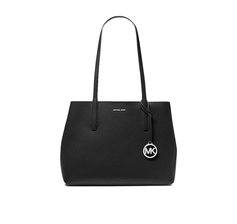 Michael Kors Women's Avalon Medium Pebbled Leather Tote Bag Black/Silver
