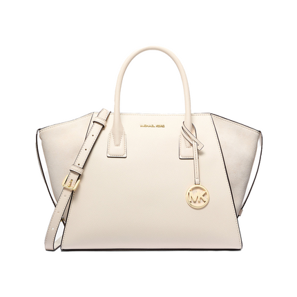 Michael Kors Women's Avril Large Leather and Suede Satchel Light Cream/Gold