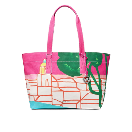 Michael Kors Women's Michael Kors X Christina Zimpel Large Cotton Canvas Tote Bag Raspberry Multi