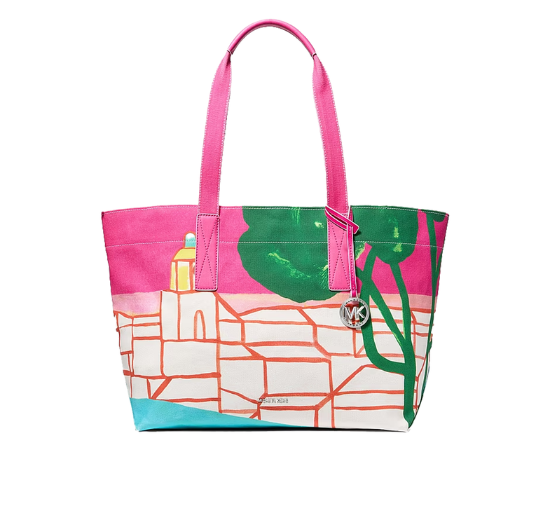 Michael Kors Women's Michael Kors X Christina Zimpel Large Cotton Canvas Tote Bag Raspberry Multi