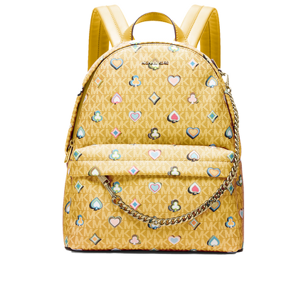 Michael Kors Women's Slater Medium Printed Signature Logo Backpack Honey