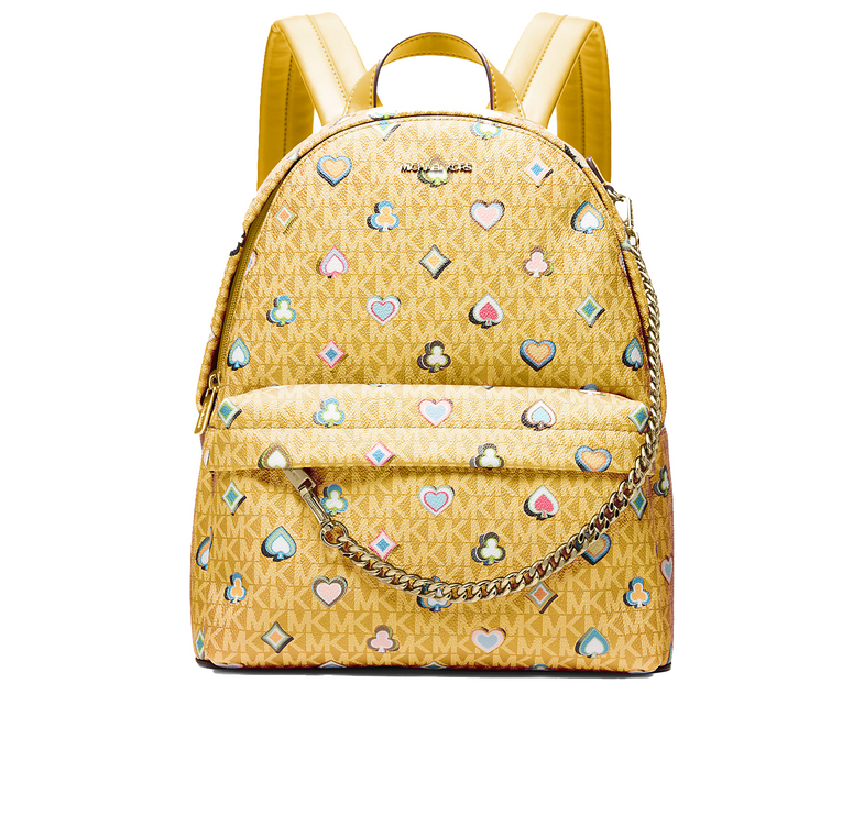 Michael Kors Women's Slater Medium Printed Signature Logo Backpack Honey