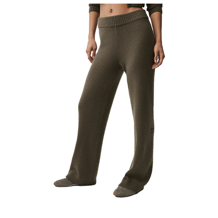 alo Women's Wool Cashmere High-Waist New Class Wide Leg Pant Olive Tree