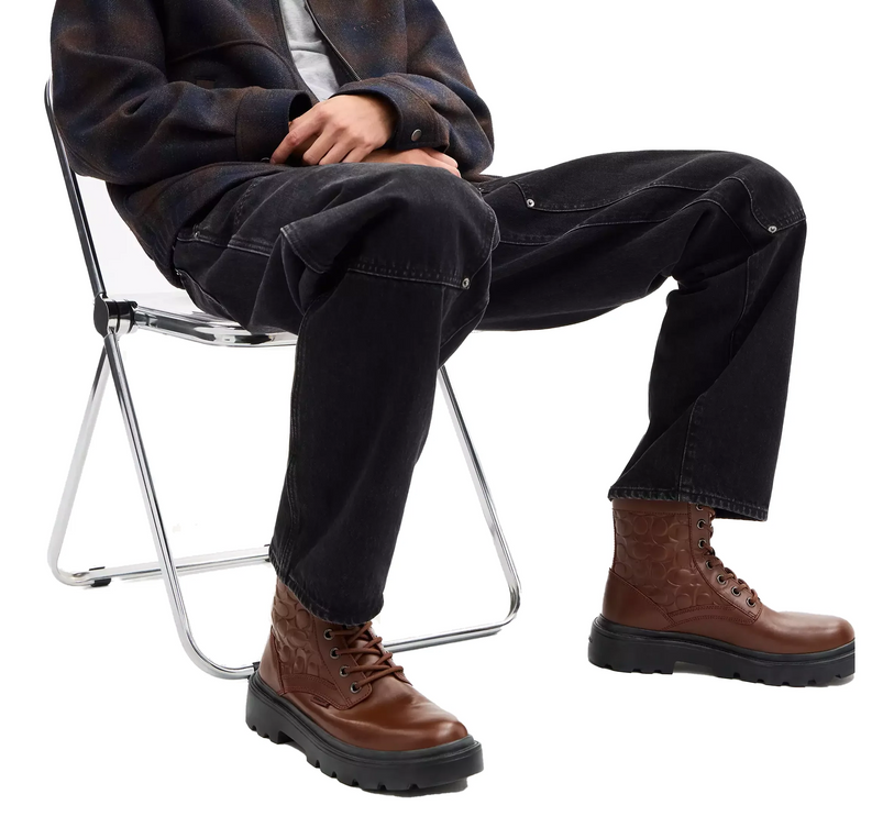 Coach Men's Combat Boot In Signature Leather Vintage Brown