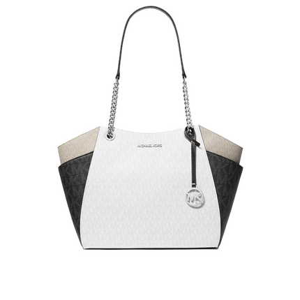 Michael Kors Women's Jet Set Large Color-Block Signature Logo Shoulder Bag Optic White Multi
