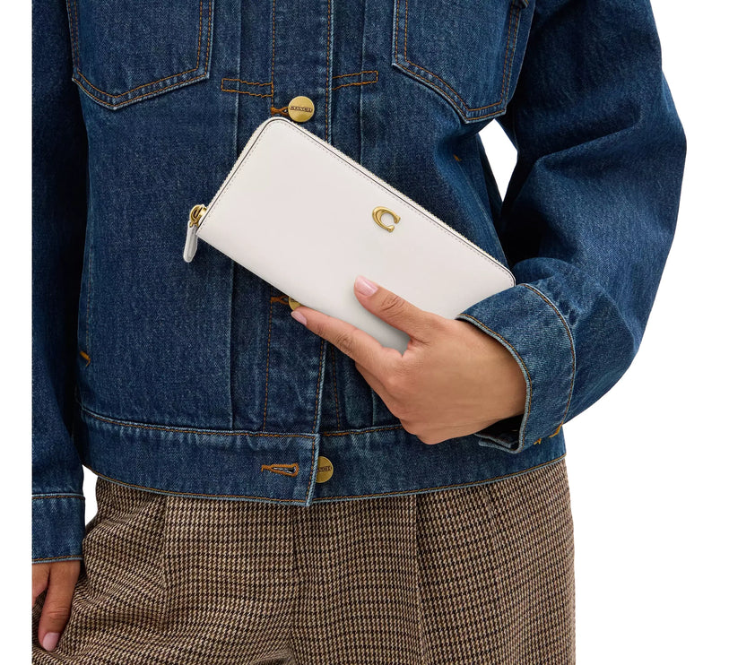 Coach Women's Essential Slim Accordion Zip Wallet Brass/Chalk