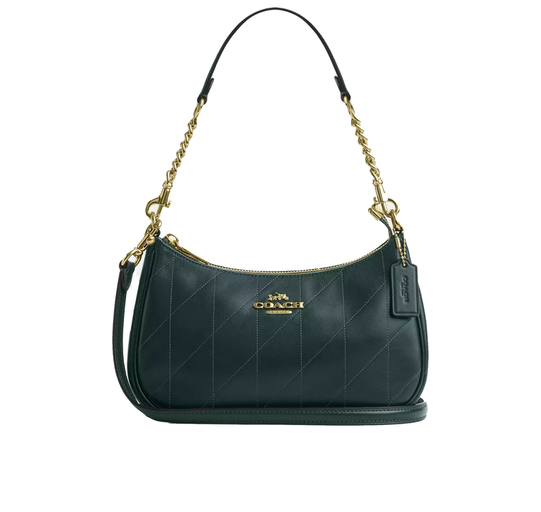 Coach Women's Teri Shoulder Bag With Quilting Gold/Dark Teal