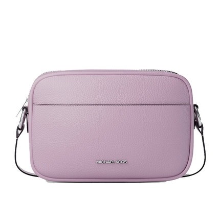 Michael Kors Women's Jet Set Pebbled Leather Camera Crossbody Bag Light Quartz/Silver