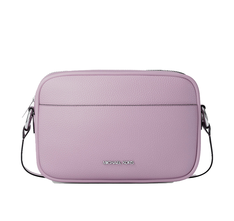 Michael Kors Women's Jet Set Pebbled Leather Camera Crossbody Bag Light Quartz/Silver