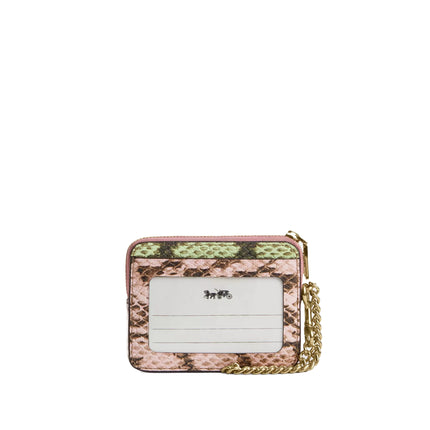 Coach Women's Zip Card Case In Signature Jacquard Gold/Oak Multi