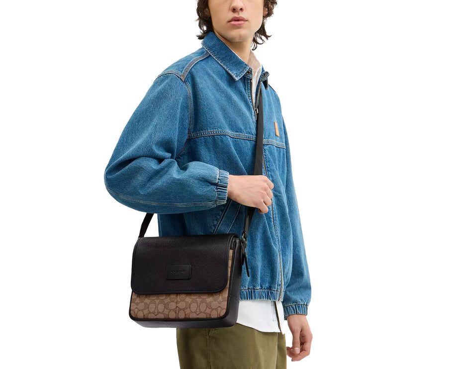 Coach Unisex Sprint Map Bag 25 In Signature Jacquard Qb/Tan/Black