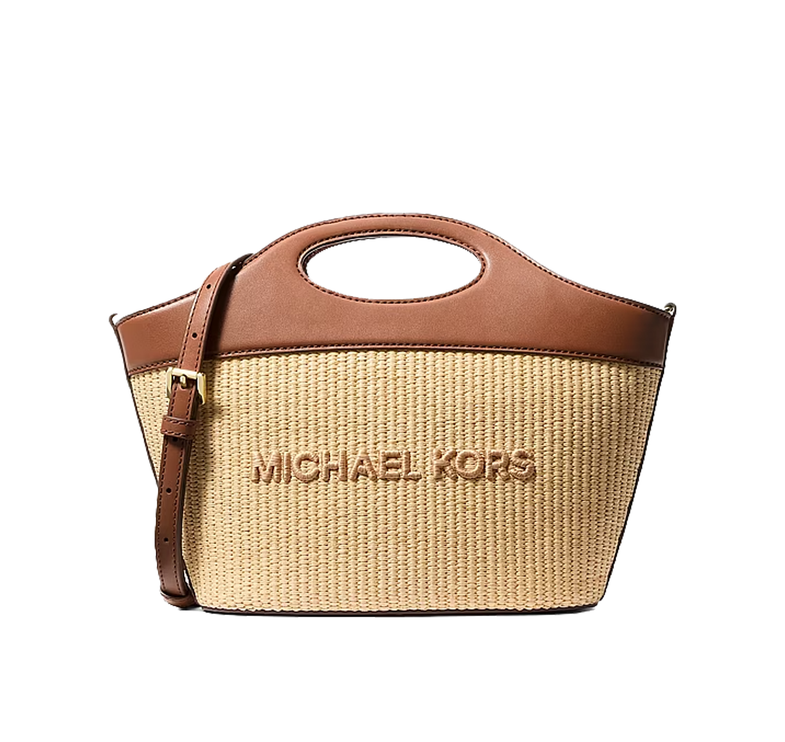 Michael Kors Women's Tatum Medium Woven Convertible Crossbody Bag Luggage