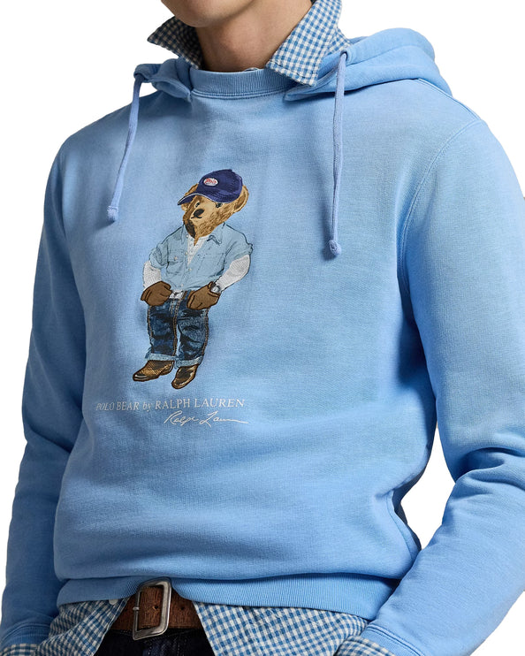 Polo Ralph Lauren Men's Polo Bear Fleece Hoodie Chambray Blue Denim Bear