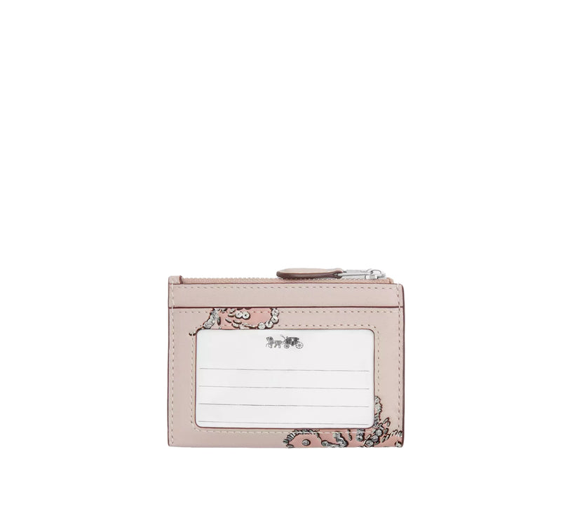 Coach Women's Mini Skinny Id Case With Butterfly Print Pink/Silver