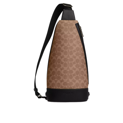 Coach Unisex Dominic Sling Pack In Signature Canvas Qb/Tan/Black