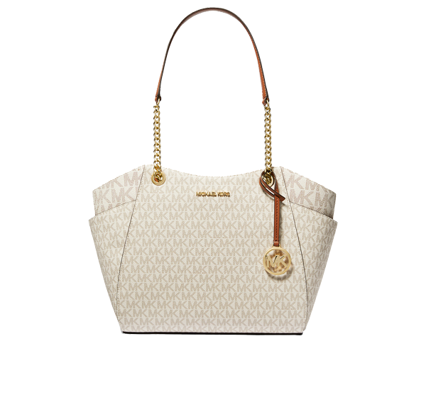 Michael Kors Women's Jet Set Large Signature Logo Shoulder Bag Vanilla