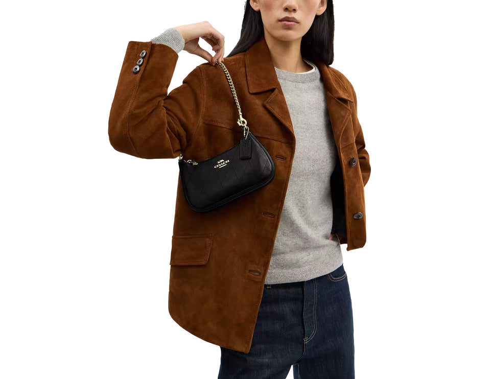 Coach Women's  Teri Mini Crossbody Bag With Quilting Gold/Black