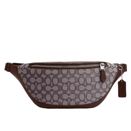 Coach Unisex Warren Belt Bag In Signature Jacquard Silver/Oak/Maple