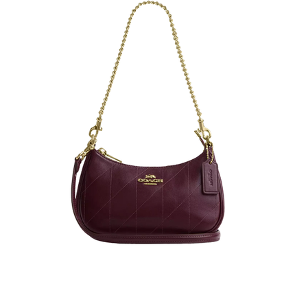 Coach Women's Teri Mini Crossbody Bag With Quilting Gold/Merlot