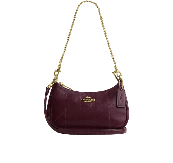 Coach Women's Teri Mini Crossbody Bag With Quilting Gold/Merlot