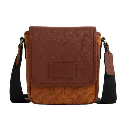 Coach Unisex Lucas Crossbody Bag In Signature Suede Qb/Caramel Sable
