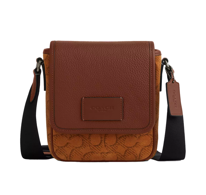 Coach Unisex Lucas Crossbody Bag In Signature Suede Qb/Caramel Sable