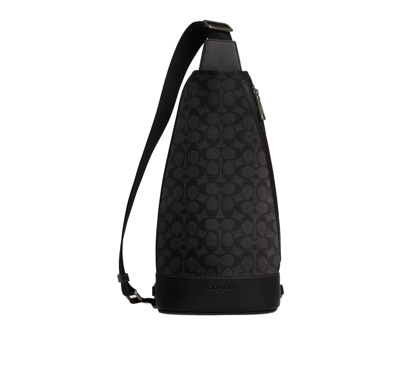 Coach Unisex Dominic Sling Pack In Signature Canvas Gunmetal/Charcoal/Black