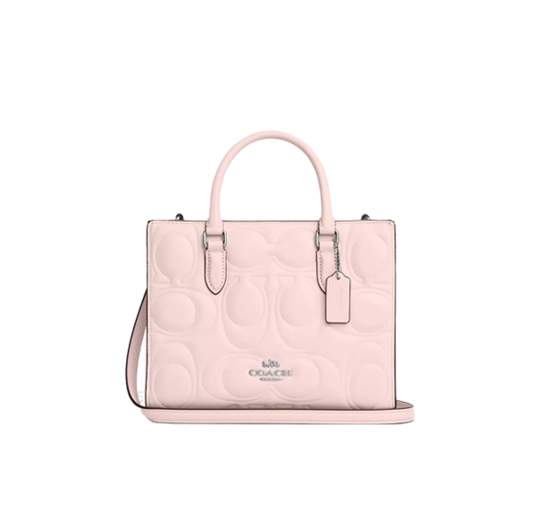 Coach Women's Maggie Small Tote Bag In Signature Leather Silver/Blush