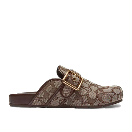 Coach Women's Archival Buckle Clog In Signature Jacquard Oak/Maple