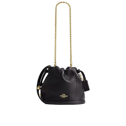 Coach Women's Faye Mini Drawstring Bag With Quilting Gold/Black