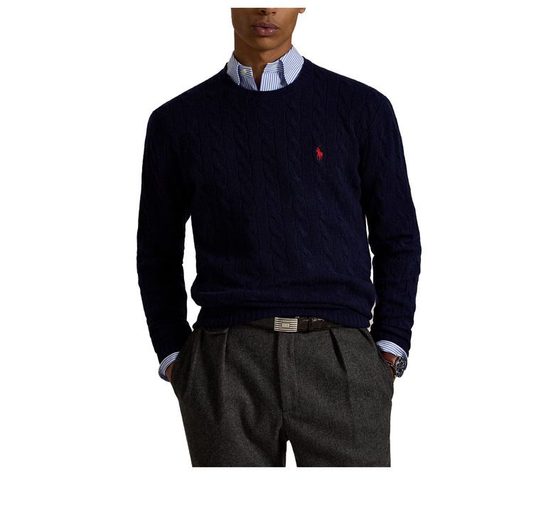 Polo Ralph Lauren Men's Cable-Knit Wool-Cashmere Sweater Hunter Navy
