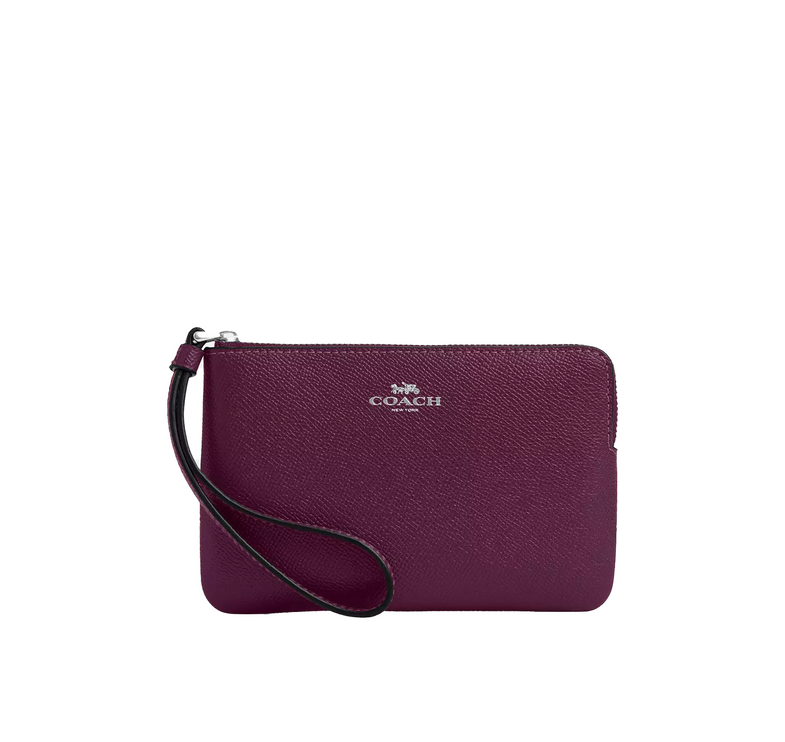 Coach Women's Corner Zip Wristlet Silver/Plum/Jasmine