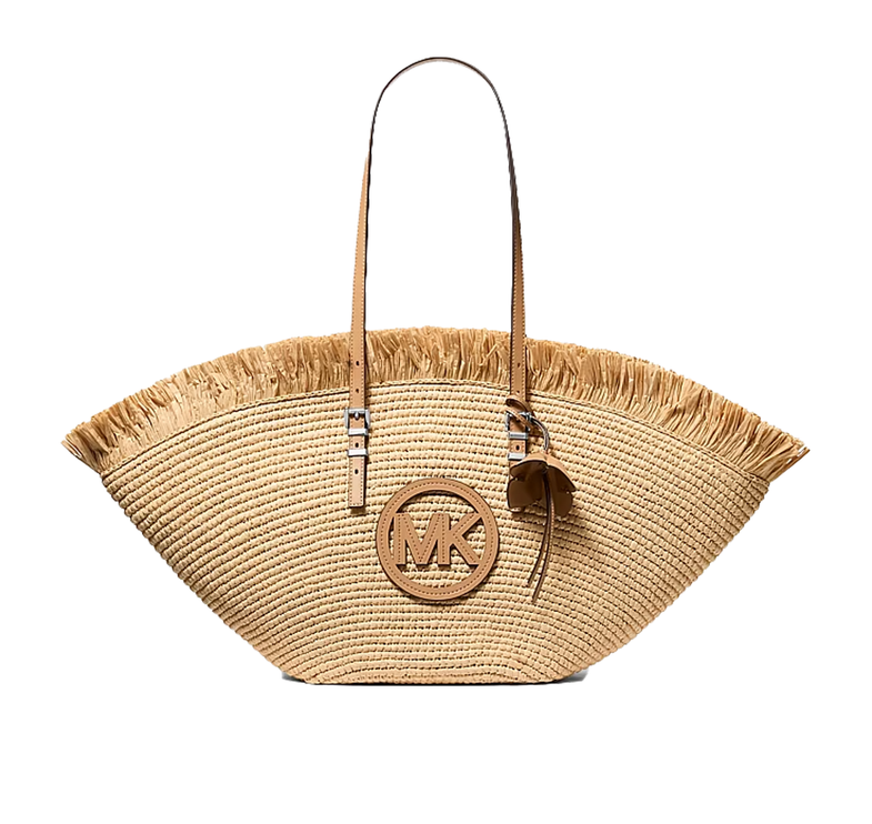 Michael Kors Women's Isa Large Hand-Crocheted Fan Tote Bag Natural/Peanut
