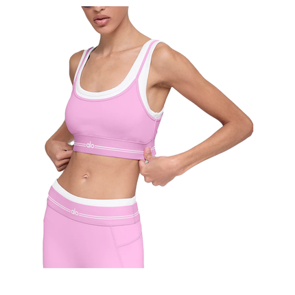 alo Women's Airbrush Better Together Bra Candy Heart Pink/White