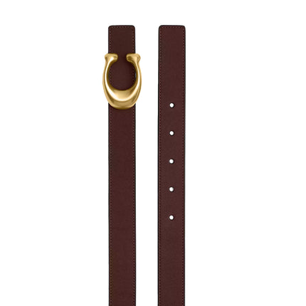 Coach Women's Sculpted C Buckle Reversible Belt, 25 Mm Brass/Maple Black