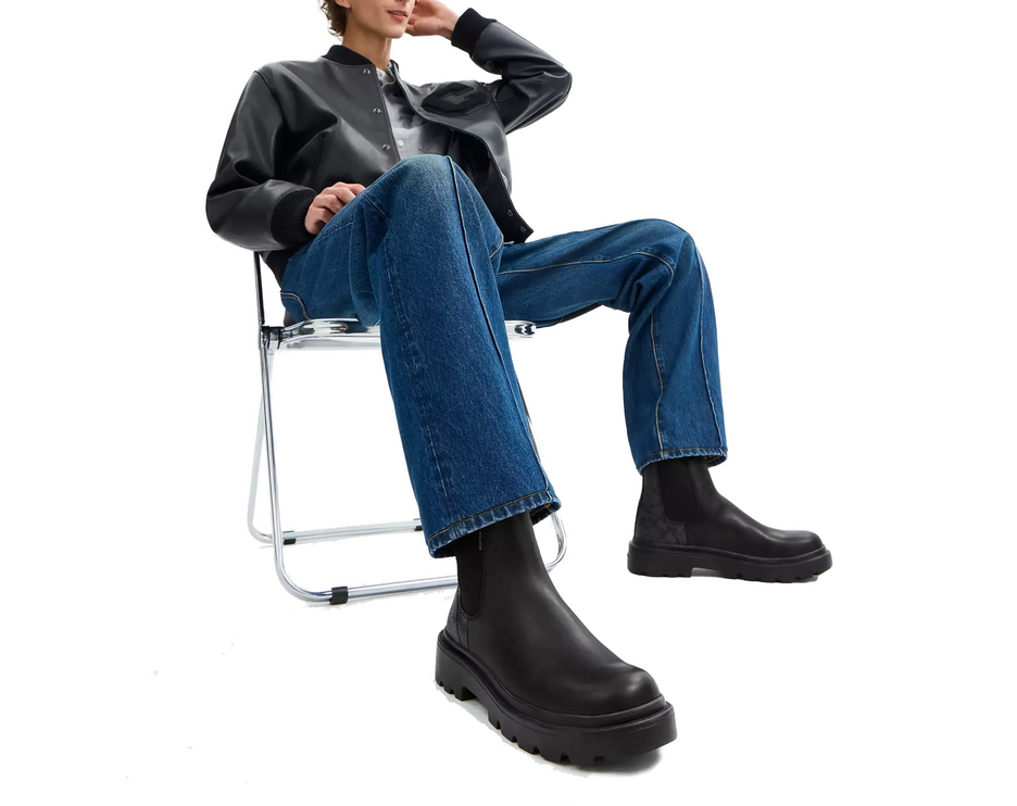 Coach Men's Chelsea Boot With Signature Canvas Charcoal/Black