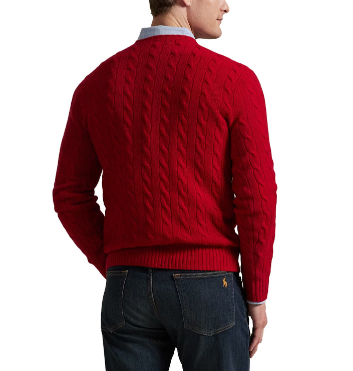 Polo Ralph Lauren Men's Cable-Knit Wool-Cashmere Sweater Park Ave Red
