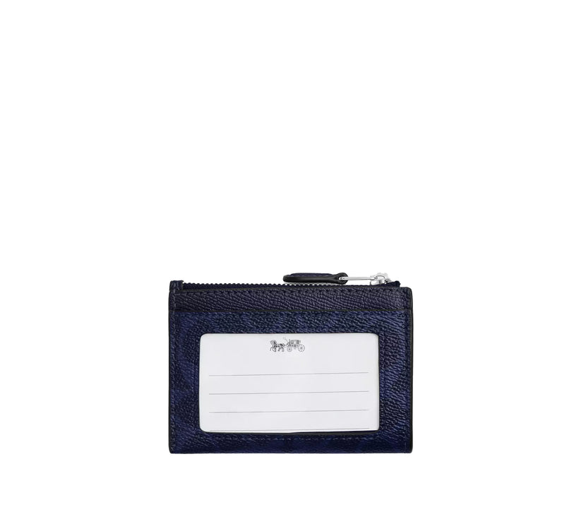 Coach Women's Mini Skinny Id Case In Signature Canvas Silver/Blue/Navy