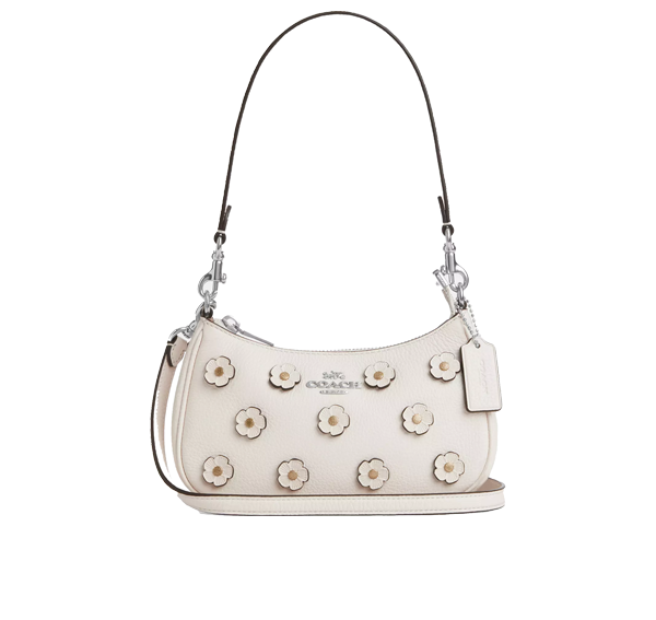 Coach Women's Teri Mini Crossbody Bag With Floral Applique Silver/Chalk