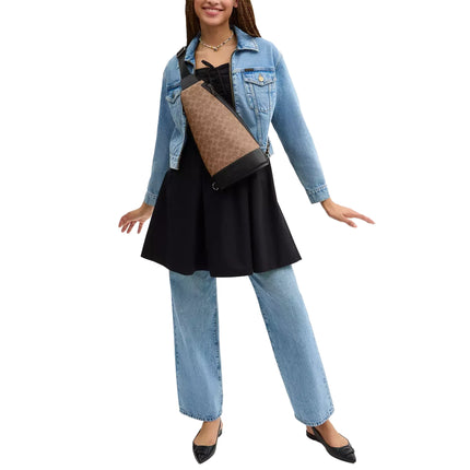 Coach Unisex Dominic Sling Pack In Signature Canvas Qb/Tan/Black